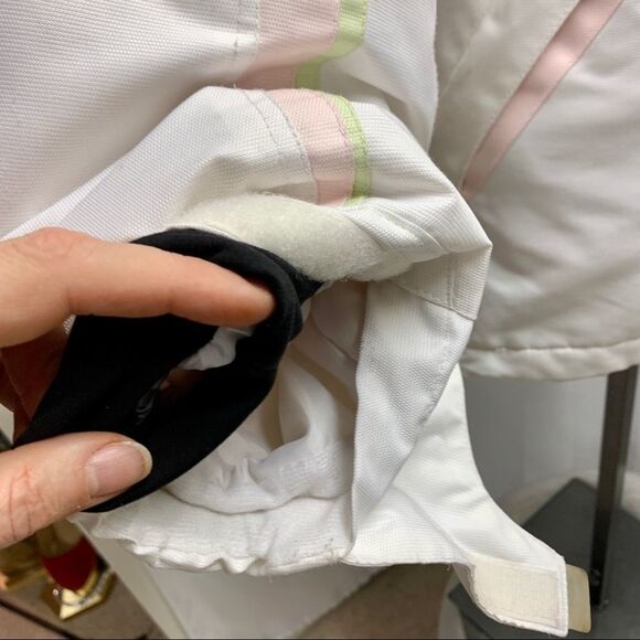 Bongo white winter ski jacket coat green pink detachable hood Sz S - Picture 9 of 16